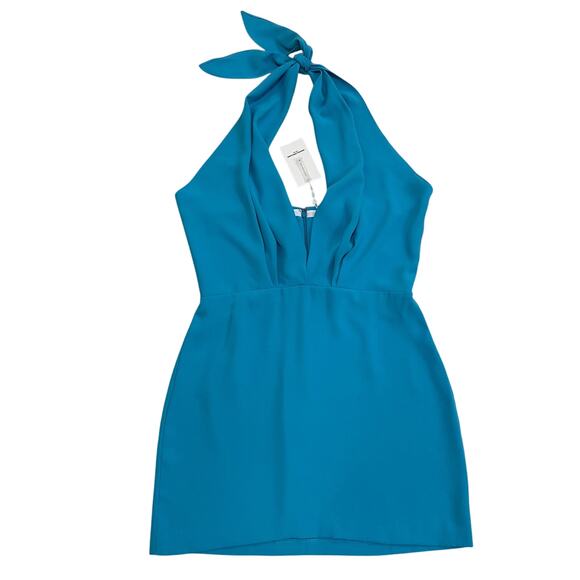 Amanda Uprichard L Halter Mezcal Mini Dress | Marina Blue, NWT, Adjustable Neck - Picture 2 of 9